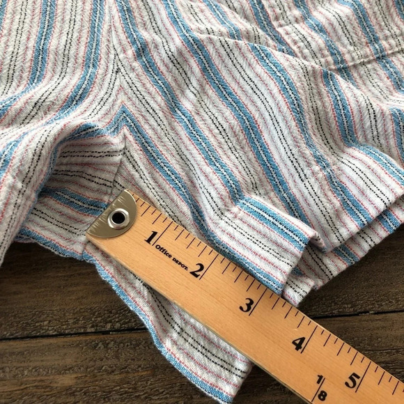 Loft Outlet Size Small Striped Linen Blend Pull On High Rise Shorts Summer Blue - Picture 5 of 8
